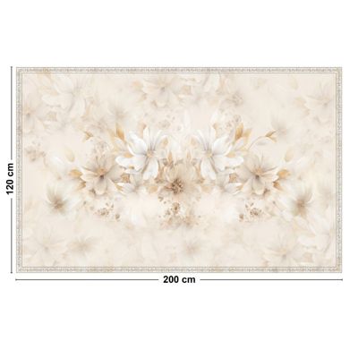 Tapis Vinyle Floral Beige - 99deco - L 200 x l 120 cm Ep. 2 mm