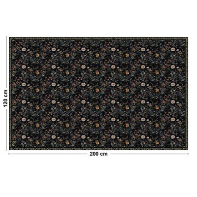 Tapis Vinyle Floral Noir - 99deco - L 200 x l 120 cm Ep. 2 mm