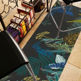 Tapis Vinyle Jungle Noir - 99deco - L 120 x l 50 cm Ep. 2 mm