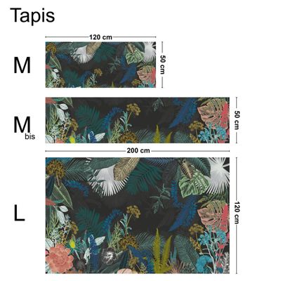 Tapis Vinyle Jungle Noir - 99deco - L 120 x l 50 cm Ep. 2 mm