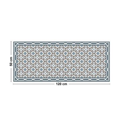 Tapis Vinyle Mosaique Bleu - 99deco - L 120 x l 50 cm Ep. 2 mm