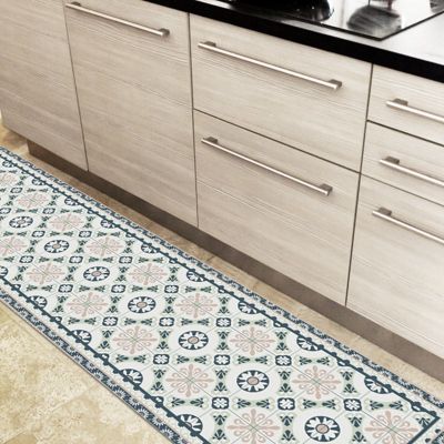 Tapis Vinyle Mosaique Vert - 99deco - L 120 x l 50 cm Ep. 2 mm