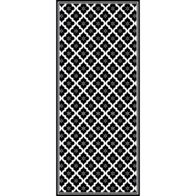 Tapis vinyle motif arabesques noires et blanches L.116 x l.49,5 cm x ep. 2 mm