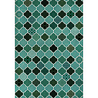 Tapis vinyle motif arabesques vertes L.95 x l.66 cm x ep. 2 mm