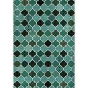 Tapis vinyle motif arabesques vertes L.95 x l.66 cm x ep. 2 mm