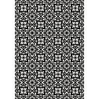 Tapis vinyle motif carreaux de ciment et arabesques noires L.95 x l.66 cm x ep. 2 mm