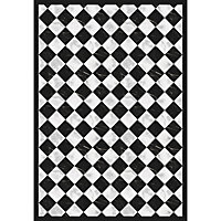 Tapis vinyle motif carreaux de marbre noir et blanc L.95 x l.66 cm x ep. 2 mm