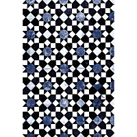 Tapis vinyle motif carreaux mosaïque blanc, bleu et noir L.148,5 x l.99 cm x ep. 2 mm