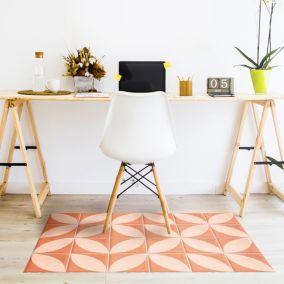 Tapis vinyle motif carreaux mosaïque orange et rose L.95 x l.66 cm x ep. 2 mm