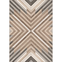 Tapis vinyle motif chevrons imitation parquet bois naturel et gris L.95 x l.66 cm x ep. 2 mm