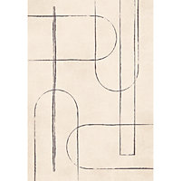 Tapis vinyle motif courbes noires L.95x l.66 cm x ep. 2 mm