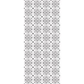 Tapis vinyle motif mosaïque blanc, noir et gris L.116 x l.49,5 cm x ep. 2 mm