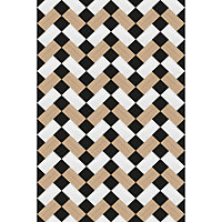Tapis vinyle motif rectangles blancs, noirs et naturels L.148,5 x l.99 cm x ep. 2 mm