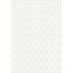 Tapis vinyle motif triangles graphiques blancs et gris L.95 x l.66 cm x ep. 2 mm