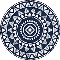 Tapis vinyle rond à motif bleu et blanc ⌀99 cm