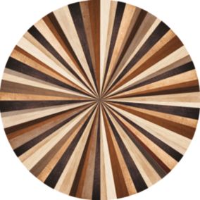 Tapis vinyle rond imitation bois multicolore en forme d'étoile ⌀99cm x ep 2mm
