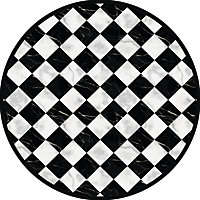 Tapis vinyle rond motif carreaux marbre noir et blanc ⌀99cm x ep. 2mm