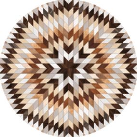 Tapis vinyle rond motif chevrons naturels & bois ⌀99cm x ep 2mm