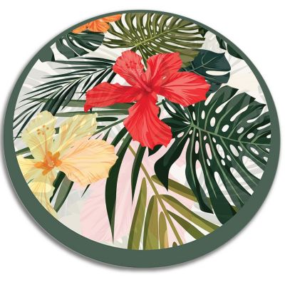 Tapis vinyle rond pour l'entrée Tulup fi80 cm Isolant thermique Fleurs du paradis