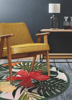Tapis vinyle rond pour l'entrée Tulup fi80 cm Isolant thermique Fleurs du paradis