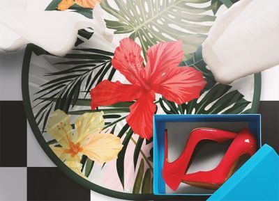 Tapis vinyle rond pour l'entrée Tulup fi80 cm Isolant thermique Fleurs du paradis