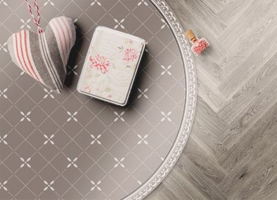 Tapis vinyle rond Tulup fi80 cm Protège le sol moderne Croix délicates