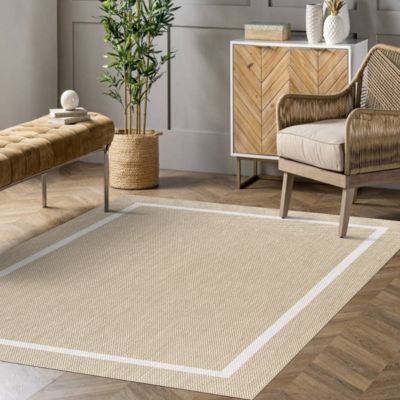 Tapis vinyle tressé Premium de Haute Qualité Tapis de chambre Lavable antidérapant et résistant Rectangle Blanc 120x180 cm