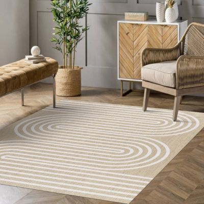 Tapis vinyle tressé Premium de Haute Qualité Tapis de chambre Lavable antidérapant et résistant Vagues blanc 160x230 cm