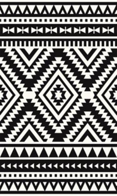 Tapis vinyle tribal moderne noir & blanc 83 x 49,5cm