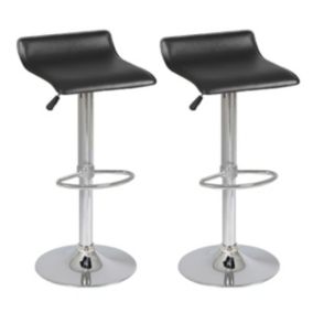 TARAN - Lot de 2 Tabourets de Bar Simili Noir