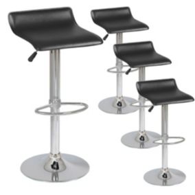 TARAN - Lot de 4 Tabourets de Bar Simili Noir