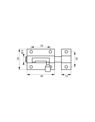Targette, inox, pêne diamètre 6mm, 26x38mm - THIRARD