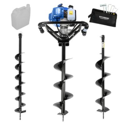 Tarière à essence Hyundai 56 cm3 avec 3 forets pour trous de poteaux de clôture HYEA5600X