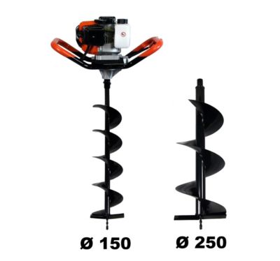Tarière thermique 52 cm3 + mèches 150 et 250 mm - GT GARDEN