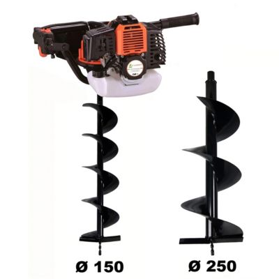 Tarière thermique 52 cm3 + mèches 150 et 250 mm - GT GARDEN