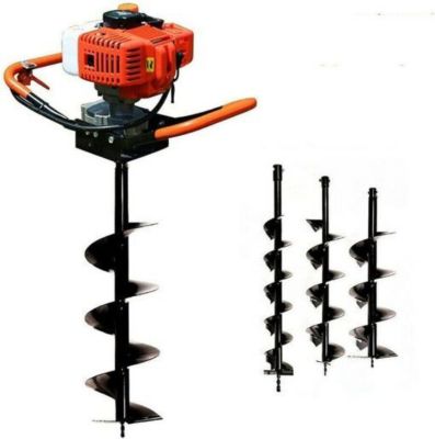Tariere thermique 52 cm3 avec 3 forets 100 150 et 200 mm