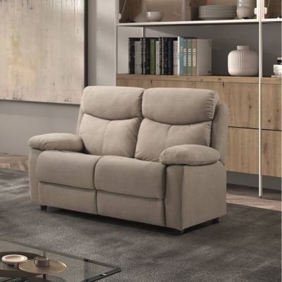 TARIFA - Canapé 2 Places Fixe Beige Tissu Waterproof