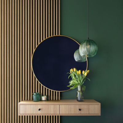 Tasseau décoratif lambris lamelles Linea Slim MDF noir et chêne 15 x 265 cm, ép. 30mm