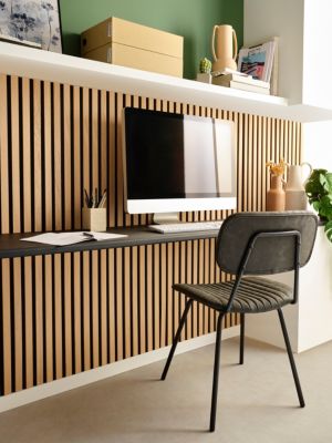 Tasseau décoratif lamelles en bois sur feutrine 30 x 60 cm (vendu à l'unité)