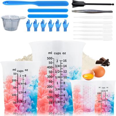 Tasses à mesurer en silicone avec bec verseur et accessoires
