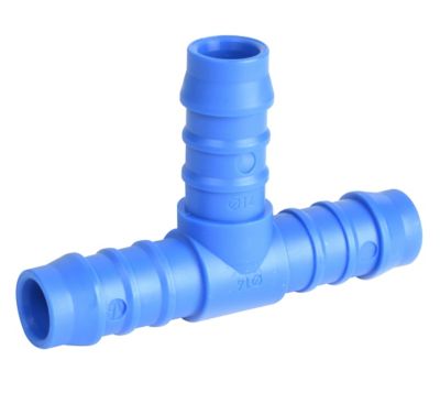 Té égal cannelé poly diamètre 25 mm bleu