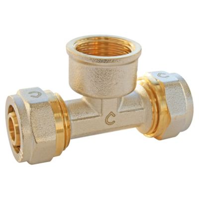 Té femelle à compression pour tube Multicouche Ø20 - femelle au centre 15/21