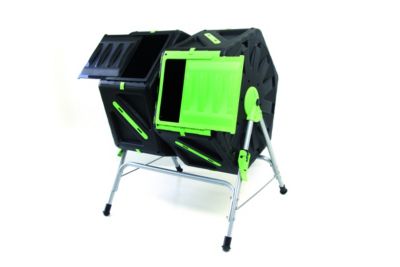 TEC HIT 390270 - Composteur rapide 2 bacs - Dimensions 65 x 60 x 82cm - Noir / Vert