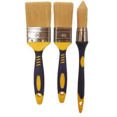 TEC HIT 514697 - Jeu de 3 Pinceaux - Manche Bimatière - 2 Pinceaux Plats - 1 Pinceau Rond