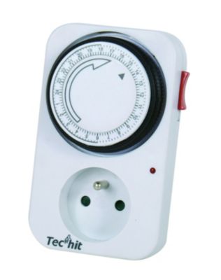 TEC HIT 730200 - Programmateur Mécanique Journalier avec Interrupteur - Segment de 30 mn - 3500 W - En ABS - Blanc