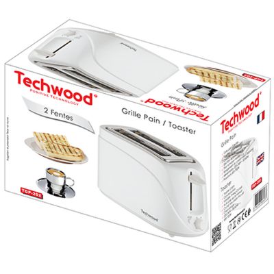 Techwood TGP-202 Grille Pain 2 avec Fentes, Blanc