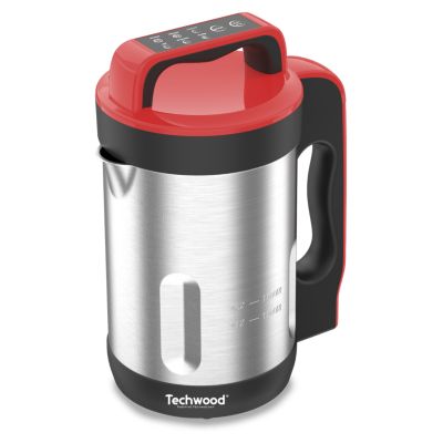 Techwood TSM-1655 Blender Chauffant Capacite 1.6L Soupe Veloute Compote Maintien au Chaud 1000W Inox Coloris Rouge
