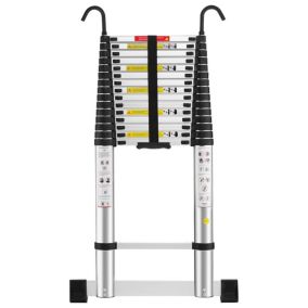 TEENO Echelle Escamotable en Aluminium avec Barre Stabilisatrice, Échelle Télescopique 6,2m avec Crochets , Charge 150 KG