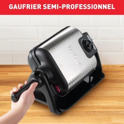 TEFAL Appareil à gaufre semi pro, 1200 W, Thermostat réglable, Voyant lumineux, Poignée rotative rabattable, King Size WM756D12