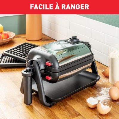 TEFAL Appareil à gaufre semi pro, 1200 W, Thermostat réglable, Voyant lumineux, Poignée rotative rabattable, King Size WM756D12